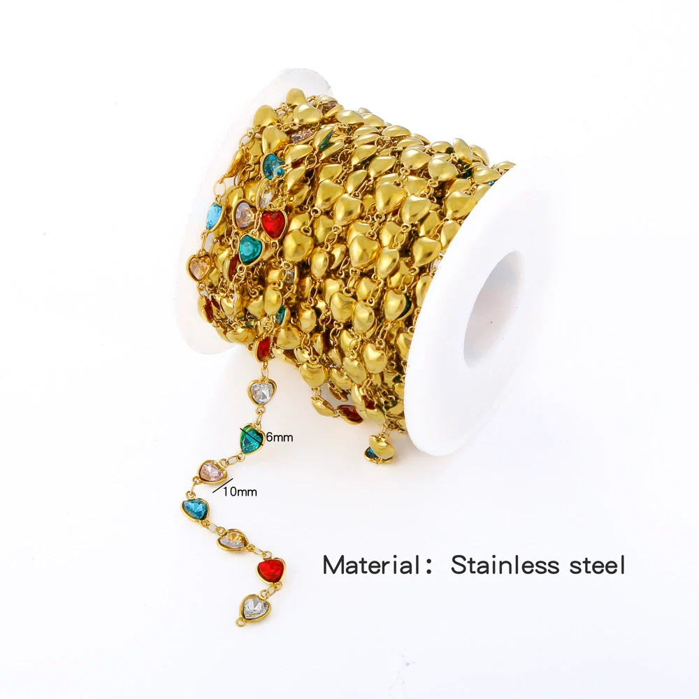 Stainless Steel Crystal Waterproof Chain Jewelry Accessories Bracelet Necklace Furnace Plated With 18K Gold Electroplated - Image 14