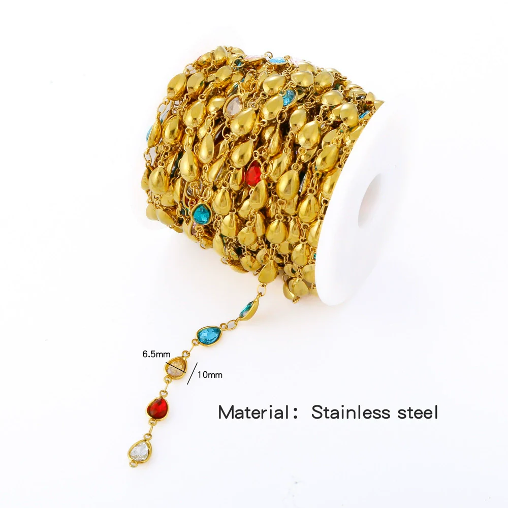 Stainless Steel Crystal Waterproof Chain Jewelry Accessories Bracelet Necklace Furnace Plated With 18K Gold Electroplated - Image 16
