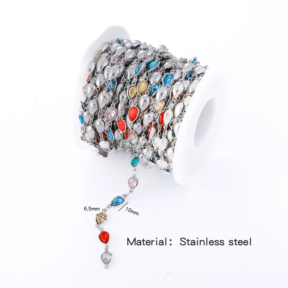 Stainless Steel Crystal Waterproof Chain Jewelry Accessories Bracelet Necklace Furnace Plated With 18K Gold Electroplated - Image 17