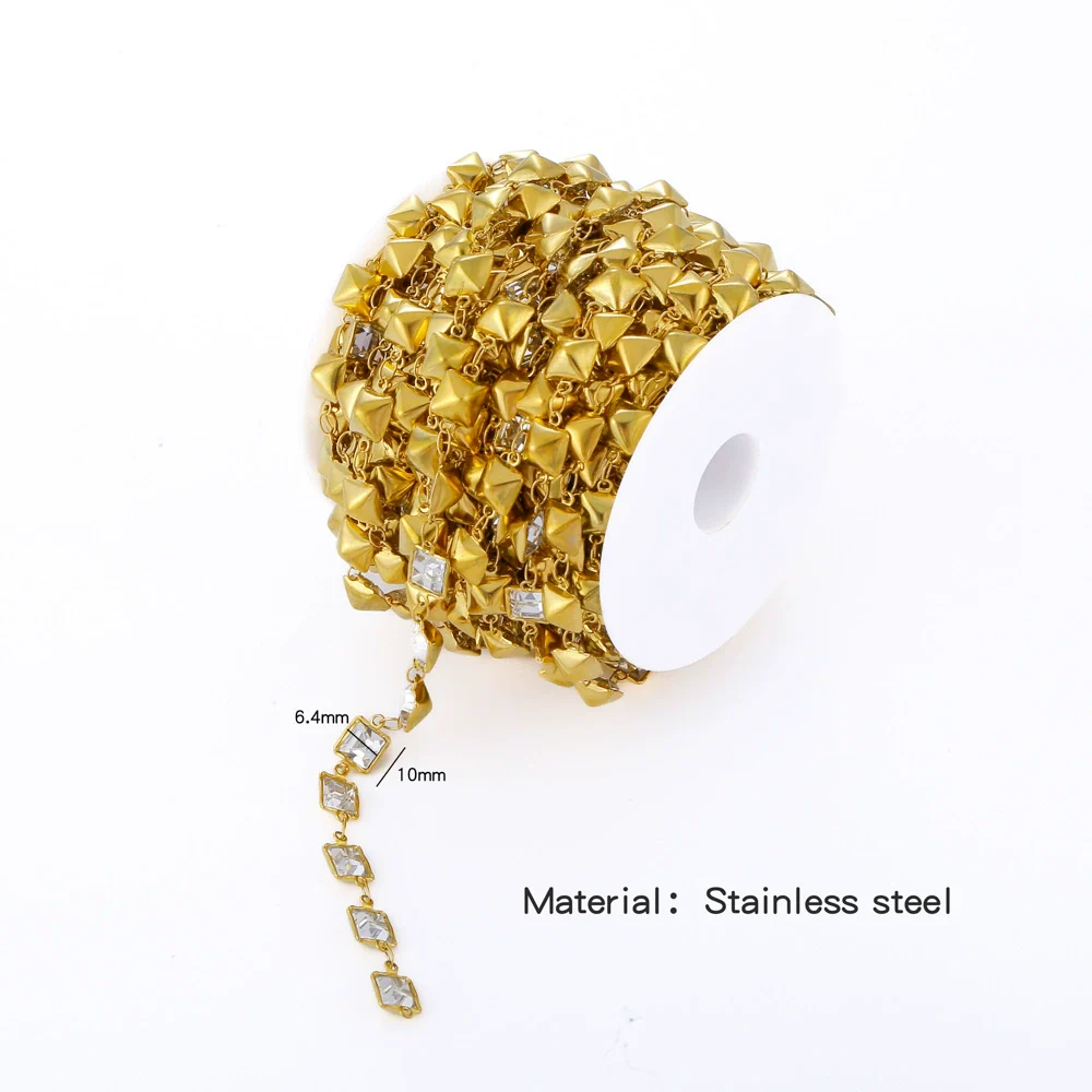 Stainless Steel Crystal Waterproof Chain Jewelry Accessories Bracelet Necklace Furnace Plated With 18K Gold Electroplated - Image 18