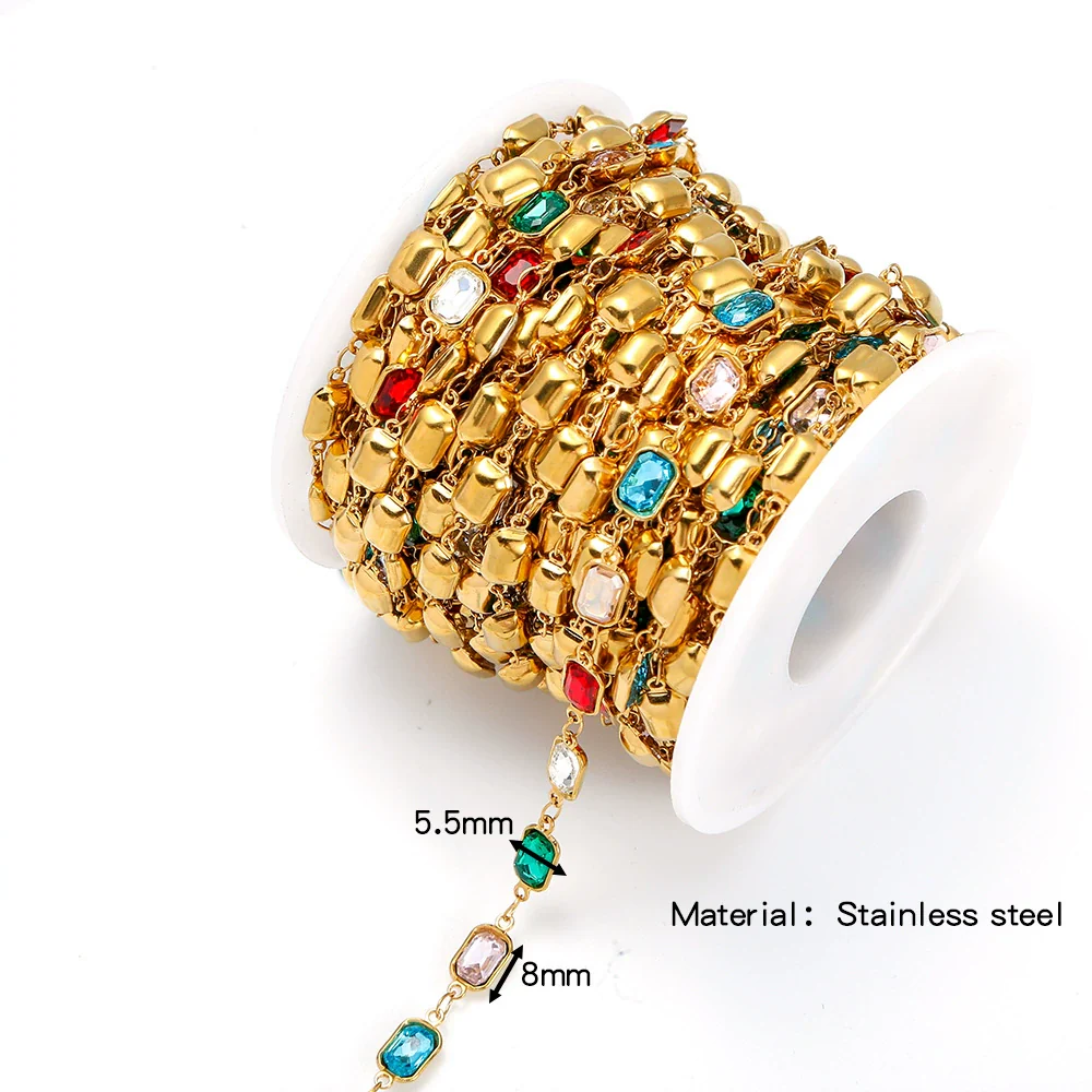 Stainless Steel Crystal Waterproof Chain Jewelry Accessories Bracelet Necklace Furnace Plated With 18K Gold Electroplated - Image 19