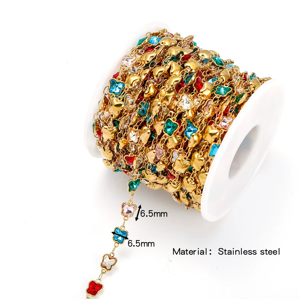 Stainless Steel Crystal Waterproof Chain Jewelry Accessories Bracelet Necklace Furnace Plated With 18K Gold Electroplated - Image 20