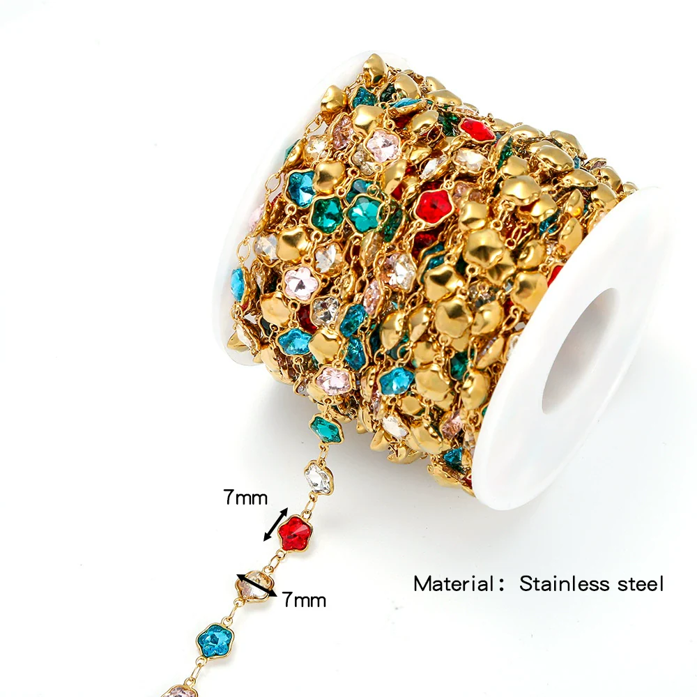 Stainless Steel Crystal Waterproof Chain Jewelry Accessories Bracelet Necklace Furnace Plated With 18K Gold Electroplated - Image 21