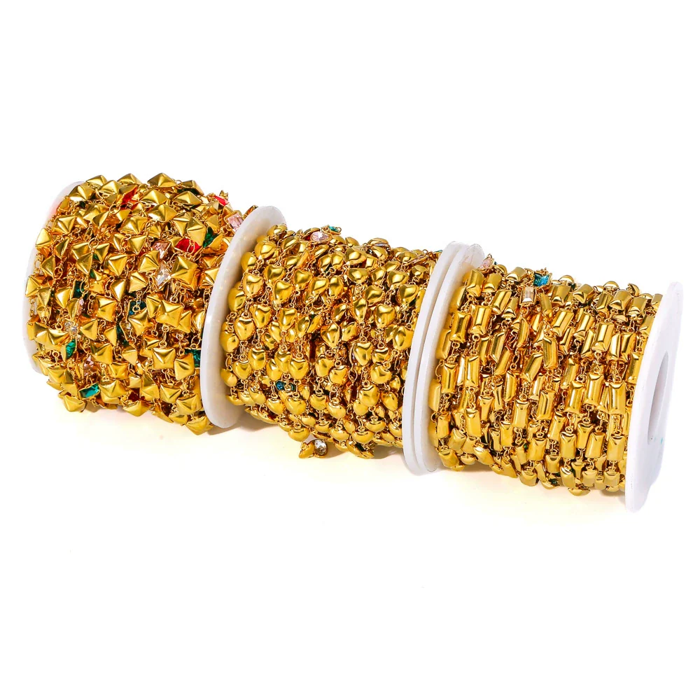 Stainless Steel Crystal Waterproof Chain Jewelry Accessories Bracelet Necklace Furnace Plated With 18K Gold Electroplated - Image 3