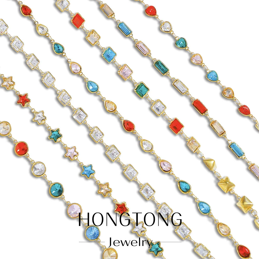 Stainless Steel Crystal Waterproof Chain Jewelry Accessories Bracelet Necklace Furnace Plated With 18K Gold Electroplated - Image 4