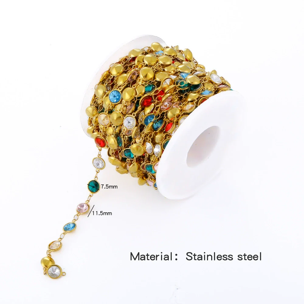 Stainless Steel Crystal Waterproof Chain Jewelry Accessories Bracelet Necklace Furnace Plated With 18K Gold Electroplated - Image 8