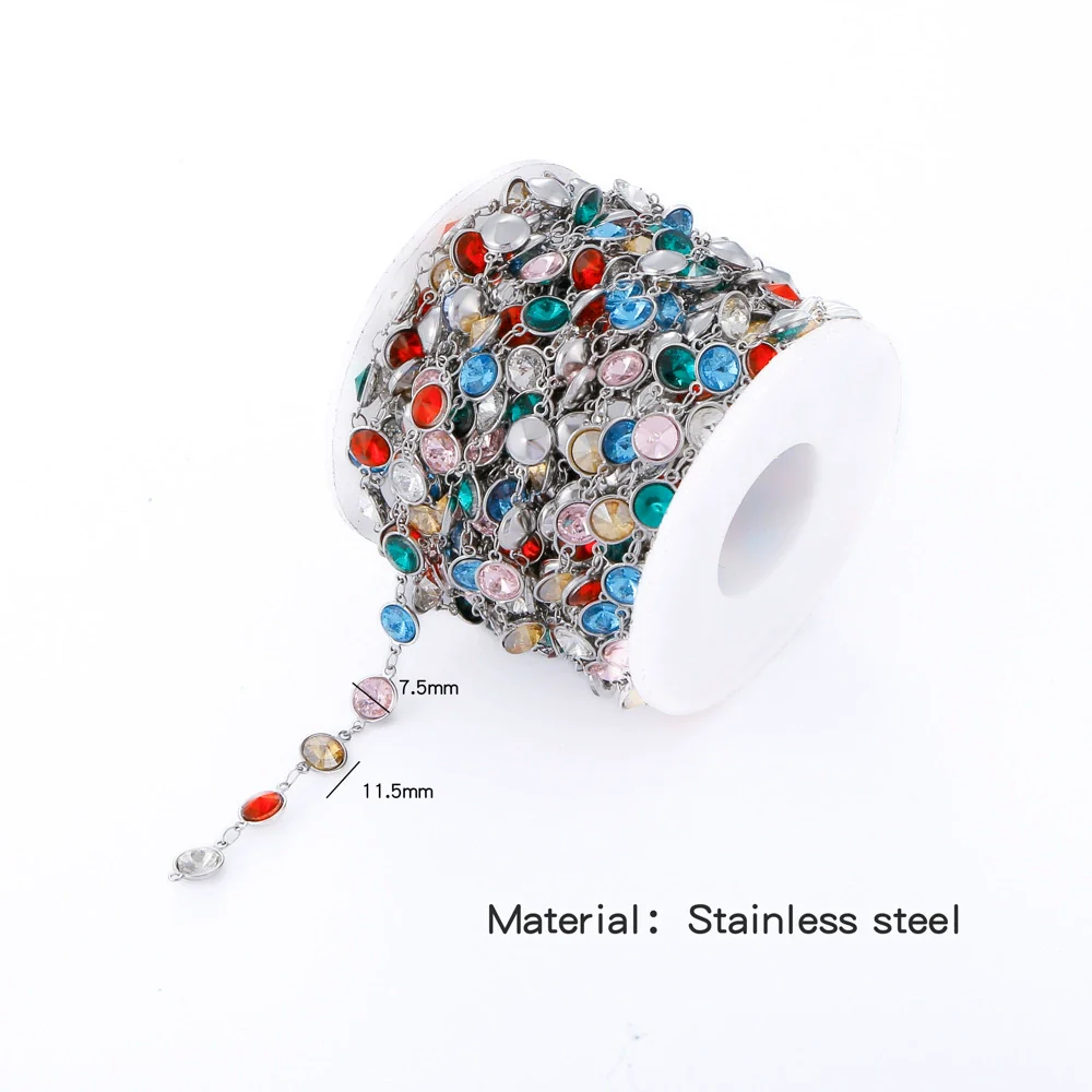 Stainless Steel Crystal Waterproof Chain Jewelry Accessories Bracelet Necklace Furnace Plated With 18K Gold Electroplated - Image 9