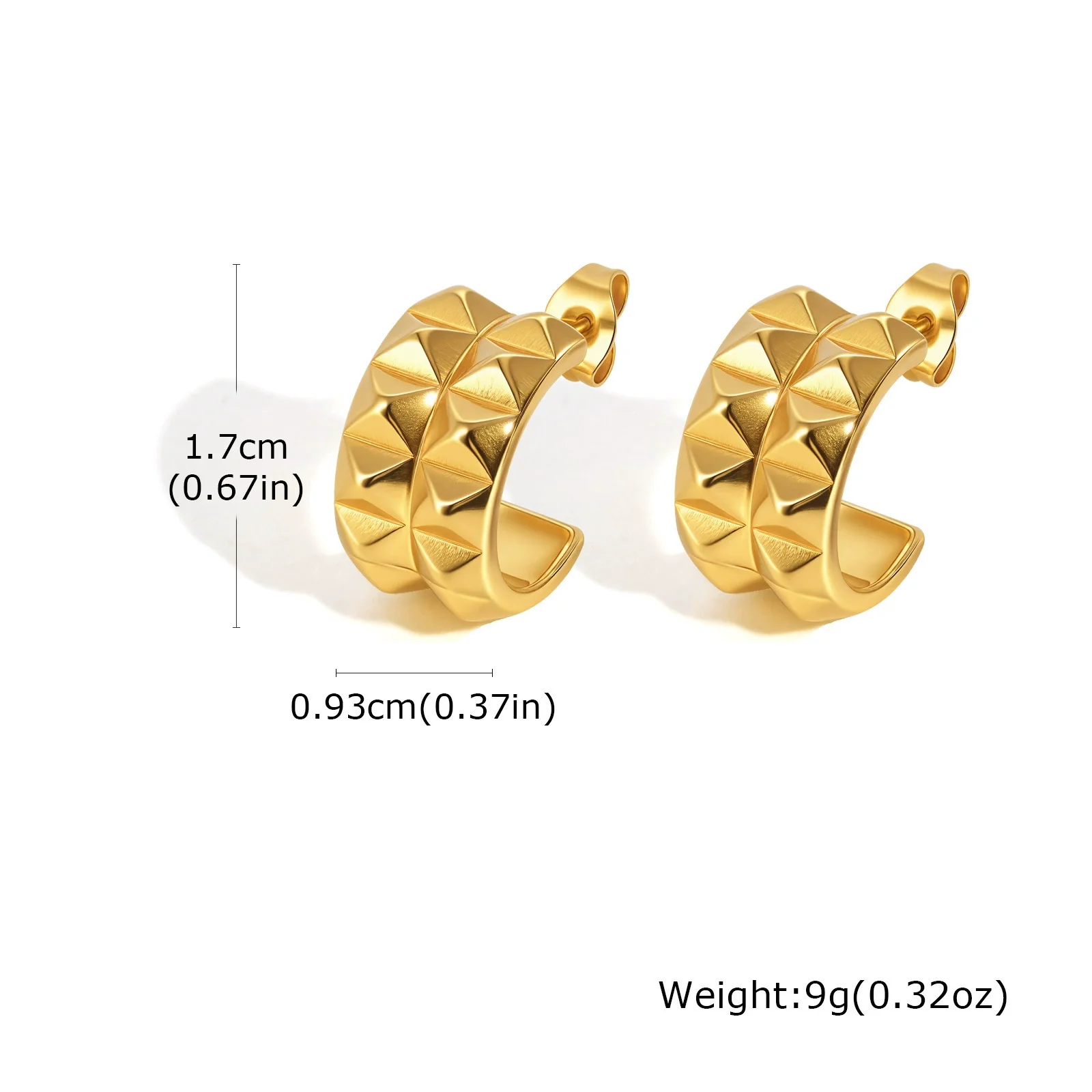 Stainless Steel Cshaped Rivet Electroplated Women's Fashion Highend Earrings - Image 6