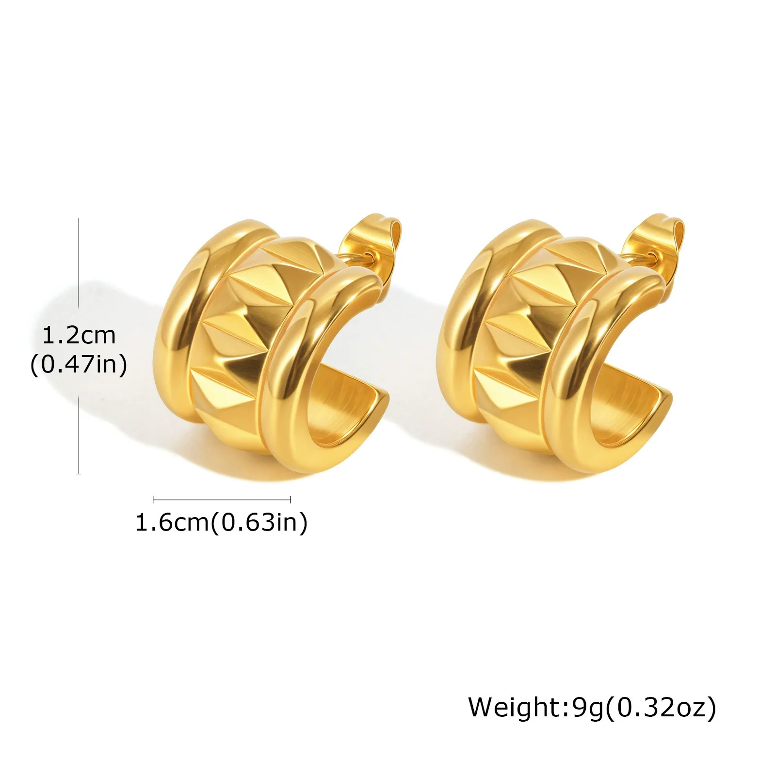Stainless Steel Cshaped Rivet Electroplated Women's Fashion Highend Earrings - Image 7