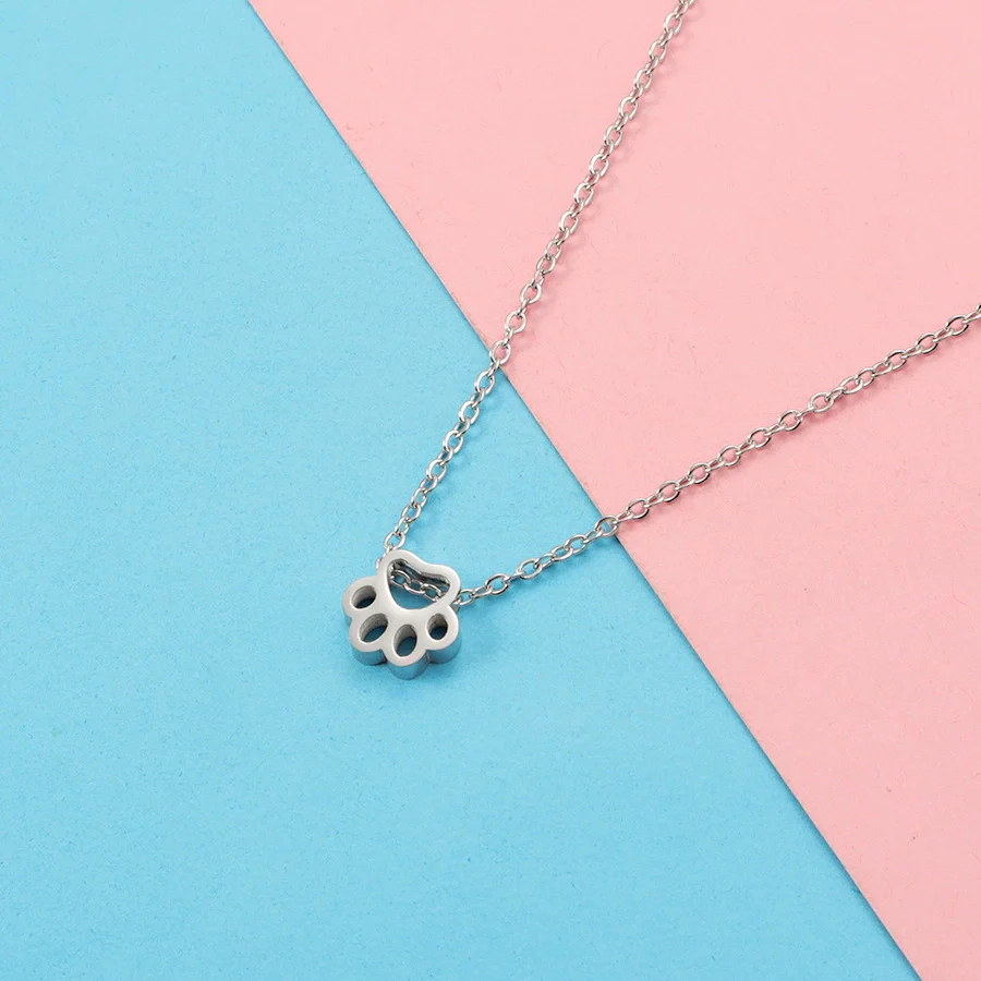 Stainless Steel Cute Cat's Claw Ushape Pendant Necklace Electroplated Cartoon Animals Style Ochain - Image 6
