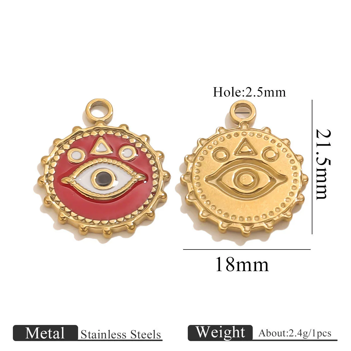 Stainless Steel Devil's Eye Oil Dripping Pendant Necklace With Sun Eyes Circle Shapes - Image 12