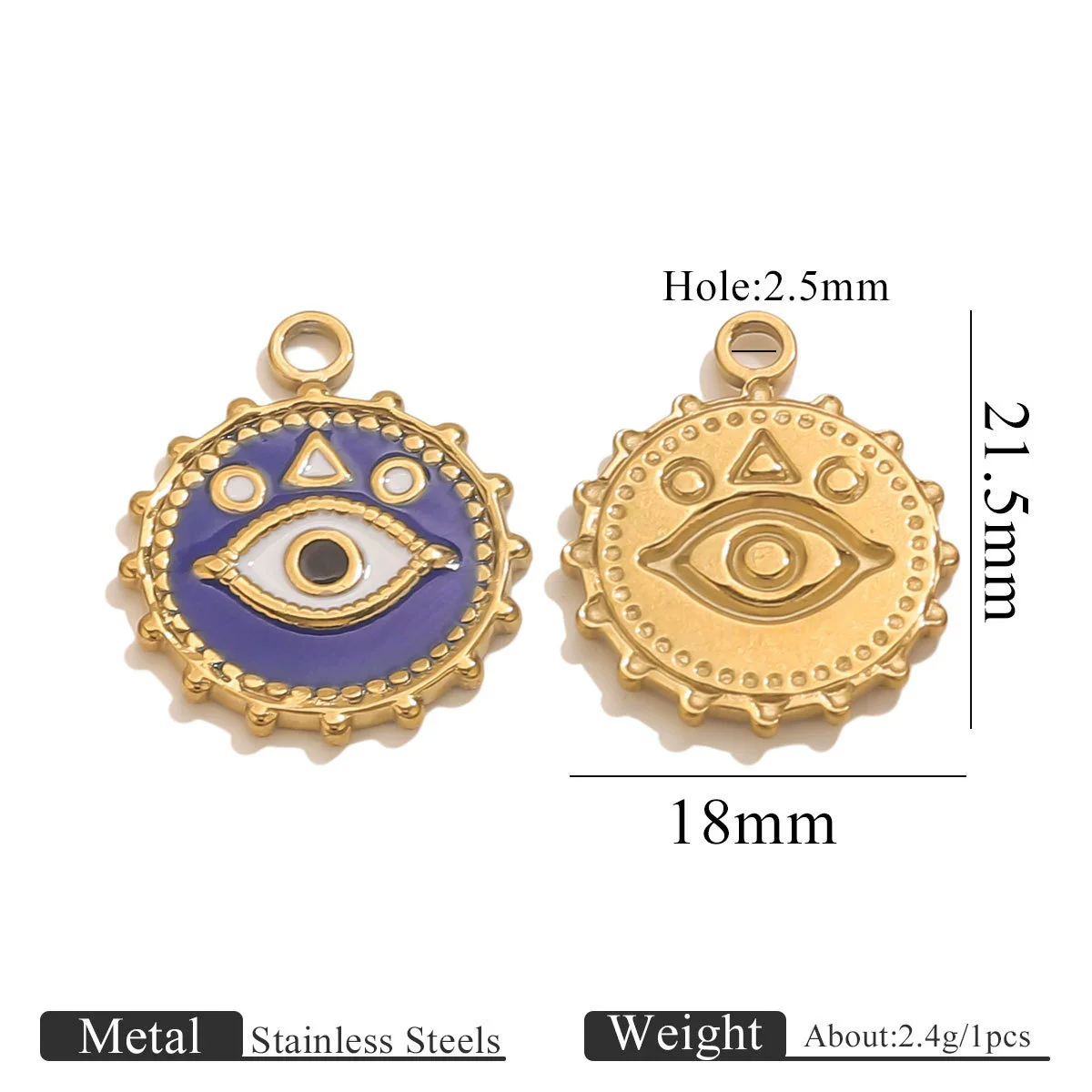 Stainless Steel Devil's Eye Oil Dripping Pendant Necklace With Sun Eyes Circle Shapes - Image 13