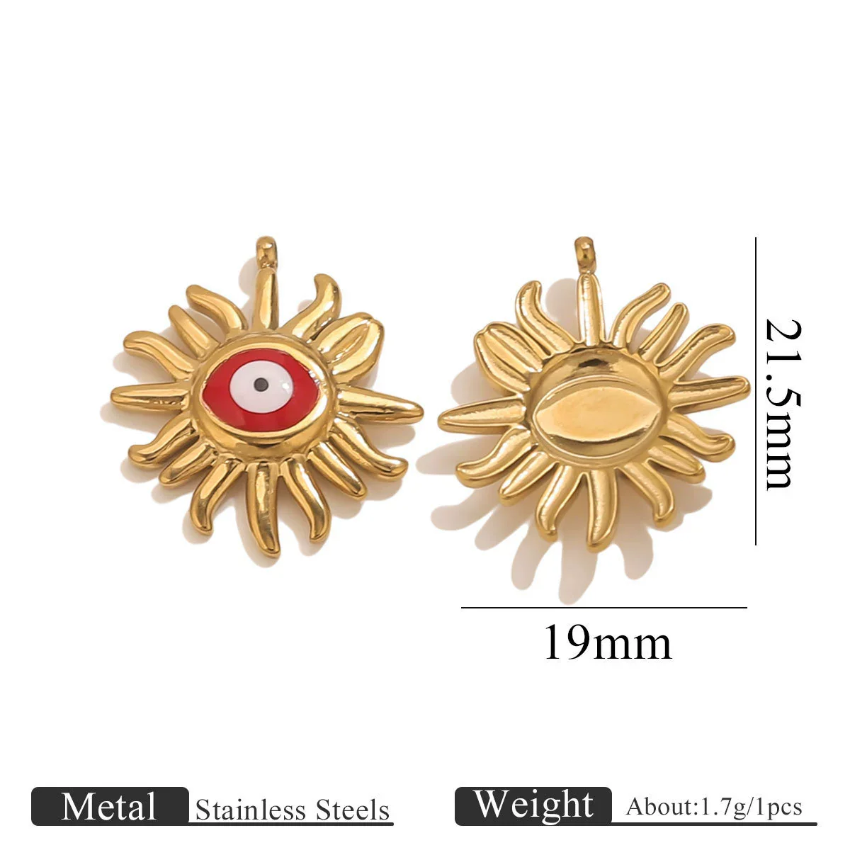 Stainless Steel Devil's Eye Oil Dripping Pendant Necklace With Sun Eyes Circle Shapes - Image 6