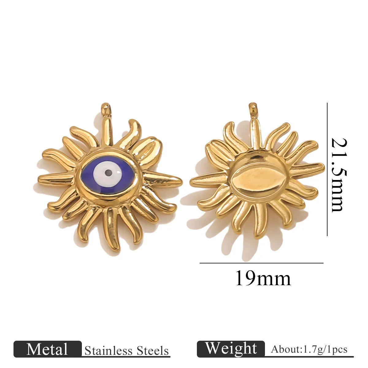 Stainless Steel Devil's Eye Oil Dripping Pendant Necklace With Sun Eyes Circle Shapes - Image 7