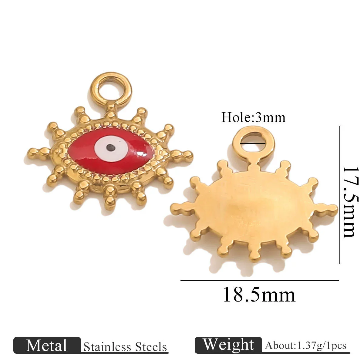 Stainless Steel Devil's Eye Oil Dripping Pendant Necklace With Sun Eyes Circle Shapes - Image 8