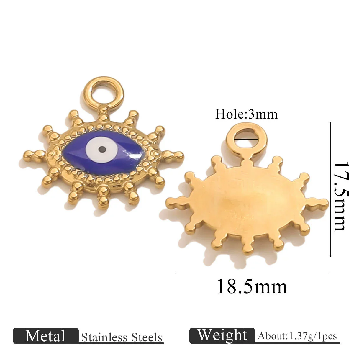 Stainless Steel Devil's Eye Oil Dripping Pendant Necklace With Sun Eyes Circle Shapes - Image 9