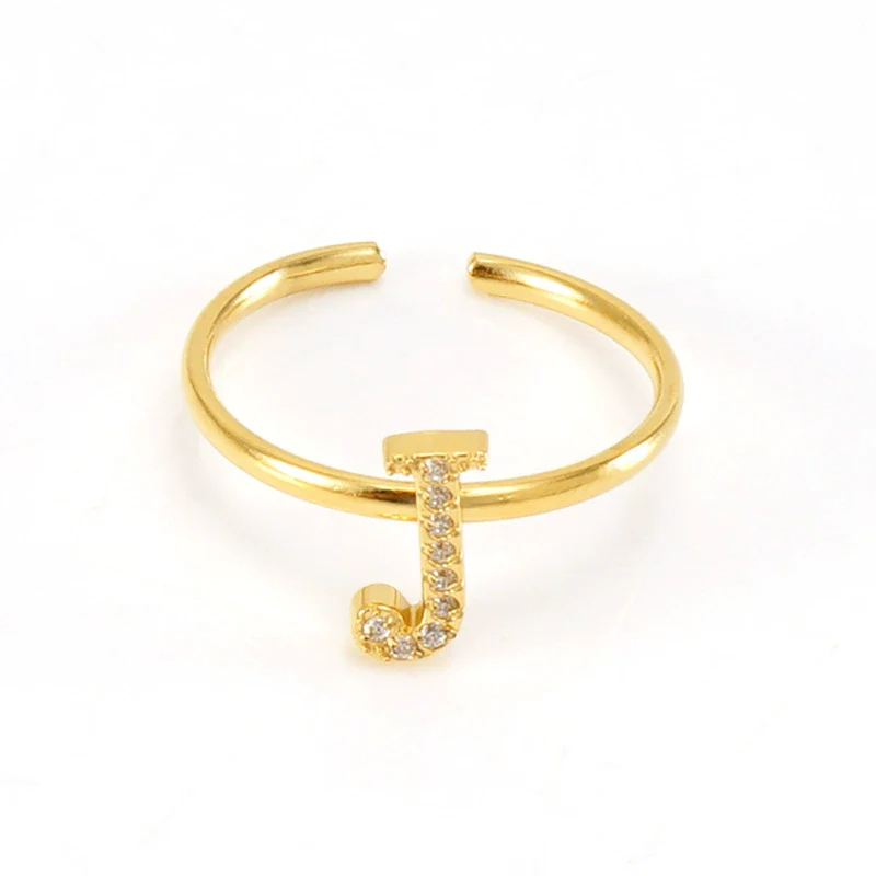 316L Stainless Steel Diamond Letter Ring Fashion Light Luxury Opening Adjustable For Women - Image 14