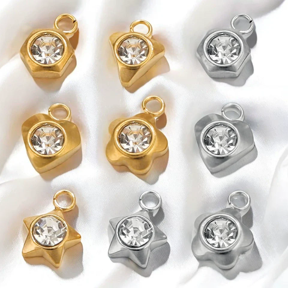 Stainless Steel Diamond Zircon Love Star Plum Blossom Totem Pendant Jewelry Accessories With Electroplating - Image 3