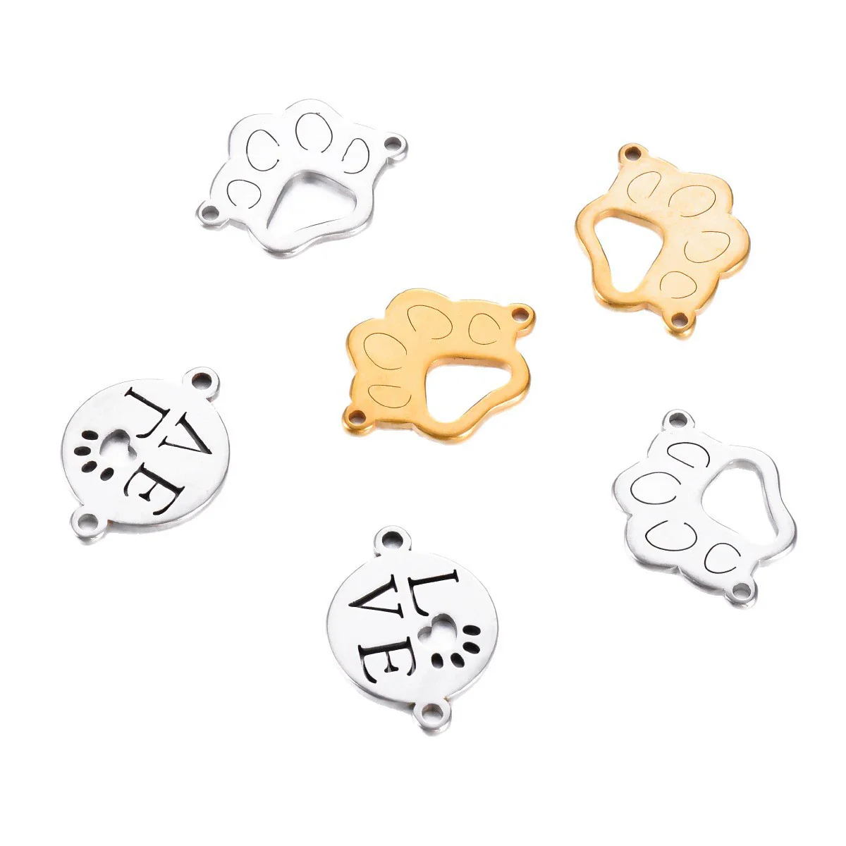 Stainless Steel Dog Claw Cat Claw Letter Love Jewelry Accessories Electroplated Bracelet Necklace - Image 5