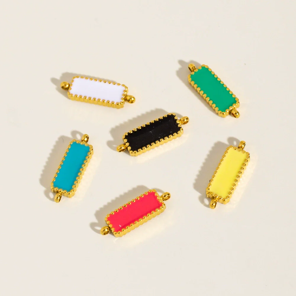 Stainless Steel Double Hanging Enamel Long Strip Geometric Oil Dropping Bracelet Pendant Jewelry Accessories - Image 4