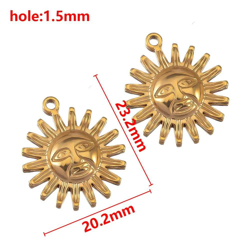 Stainless Steel Double Hole Sunflower Vintage Handmade Earrings Pendant Necklace Accessories With Electroplating - Image 11