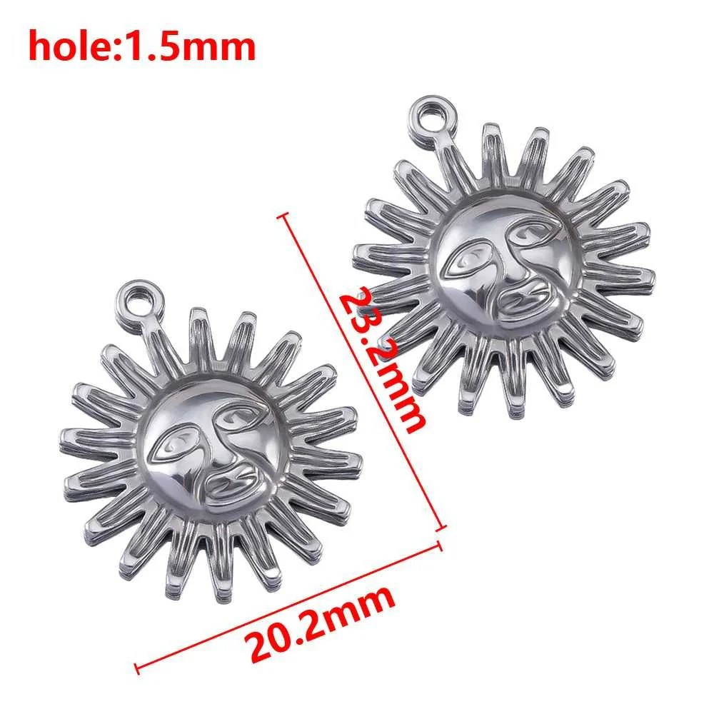Stainless Steel Double Hole Sunflower Vintage Handmade Earrings Pendant Necklace Accessories With Electroplating - Image 12