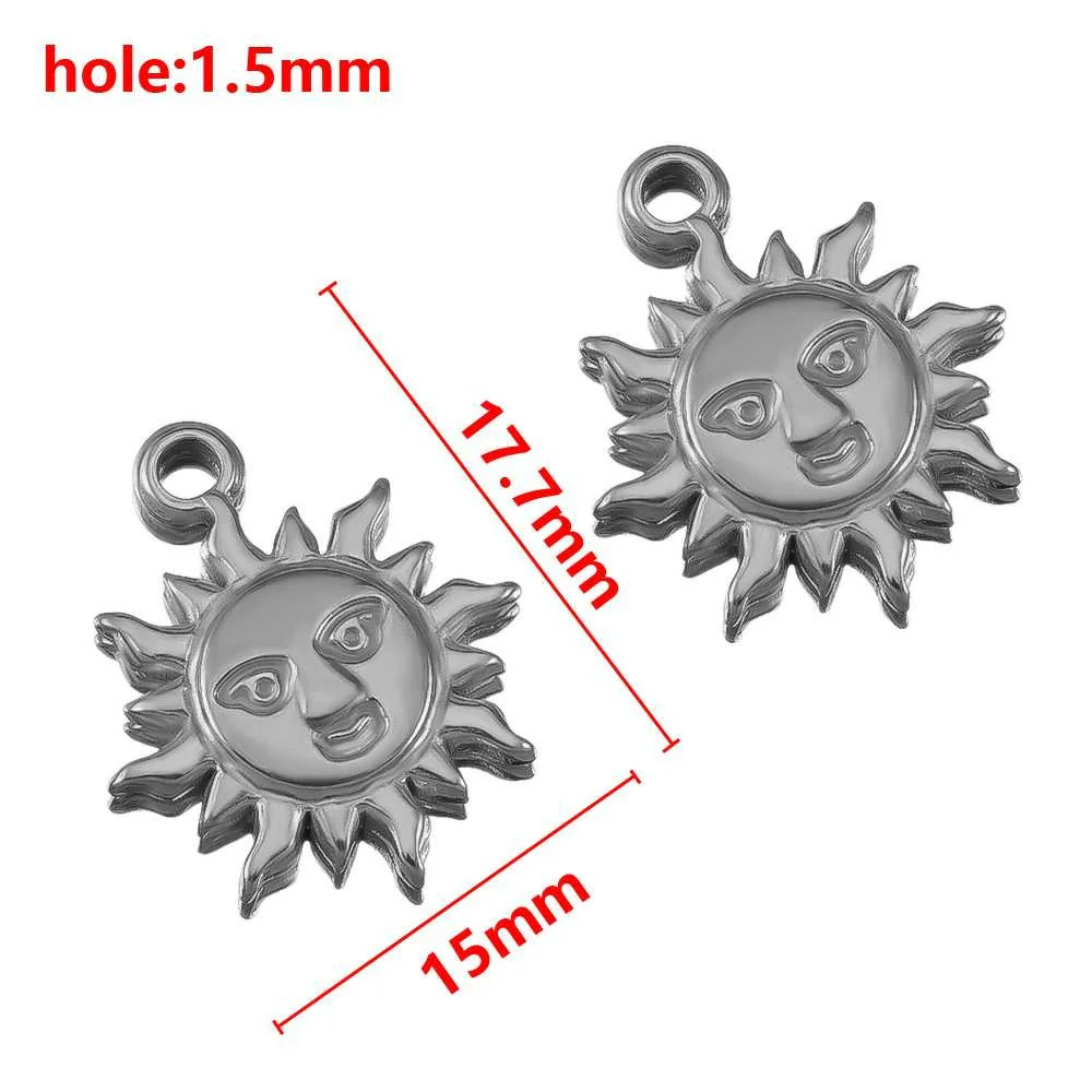 Stainless Steel Double Hole Sunflower Vintage Handmade Earrings Pendant Necklace Accessories With Electroplating - Image 13