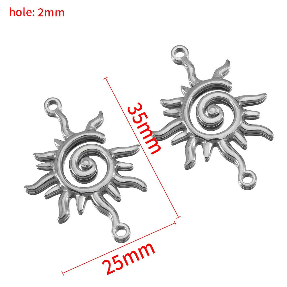 Stainless Steel Double Hole Sunflower Vintage Handmade Earrings Pendant Necklace Accessories With Electroplating - Image 7