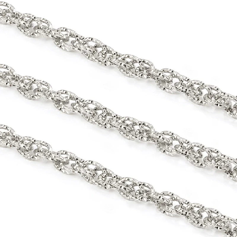 Stainless Steel Double Woven Chain Indentation Trendy Necklace And Bracelet With Electrolytic Brightening - Image 5