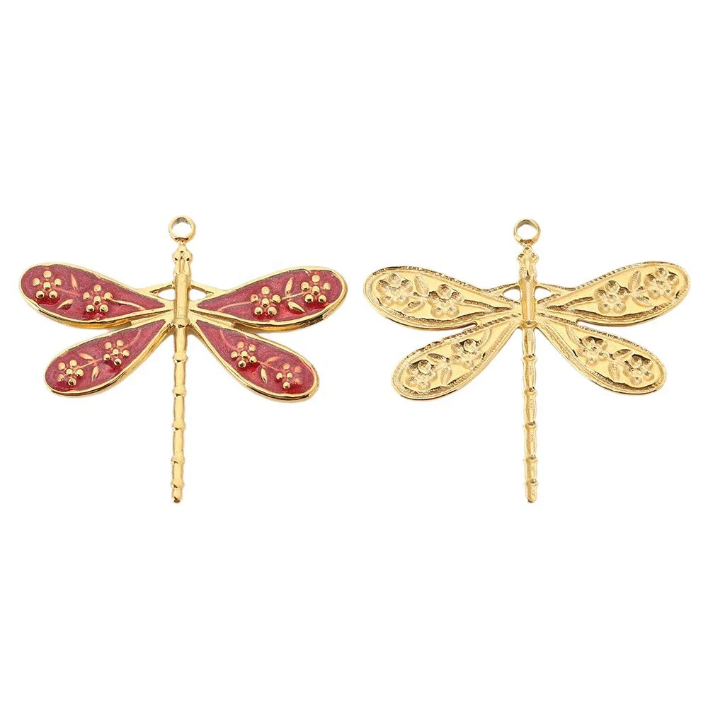 Stainless Steel Dragonfly Dripping Oil Electroplated Pendant Jewelry Accessories - Image 5