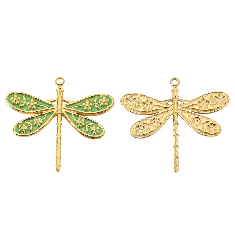 Stainless Steel Dragonfly Dripping Oil Electroplated Pendant Jewelry Accessories - Image 8