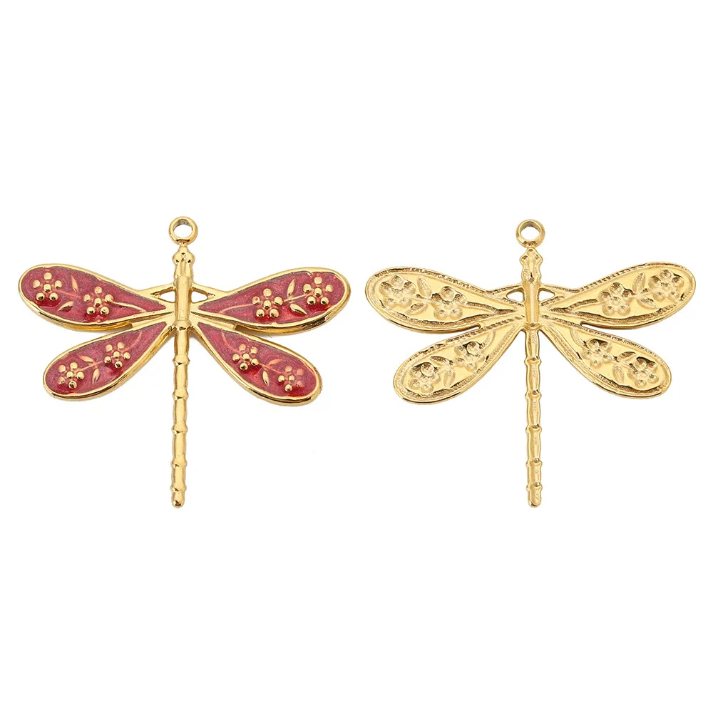 Stainless Steel Dragonfly Dripping Oil Electroplated Pendant Jewelry Accessories - Image 9