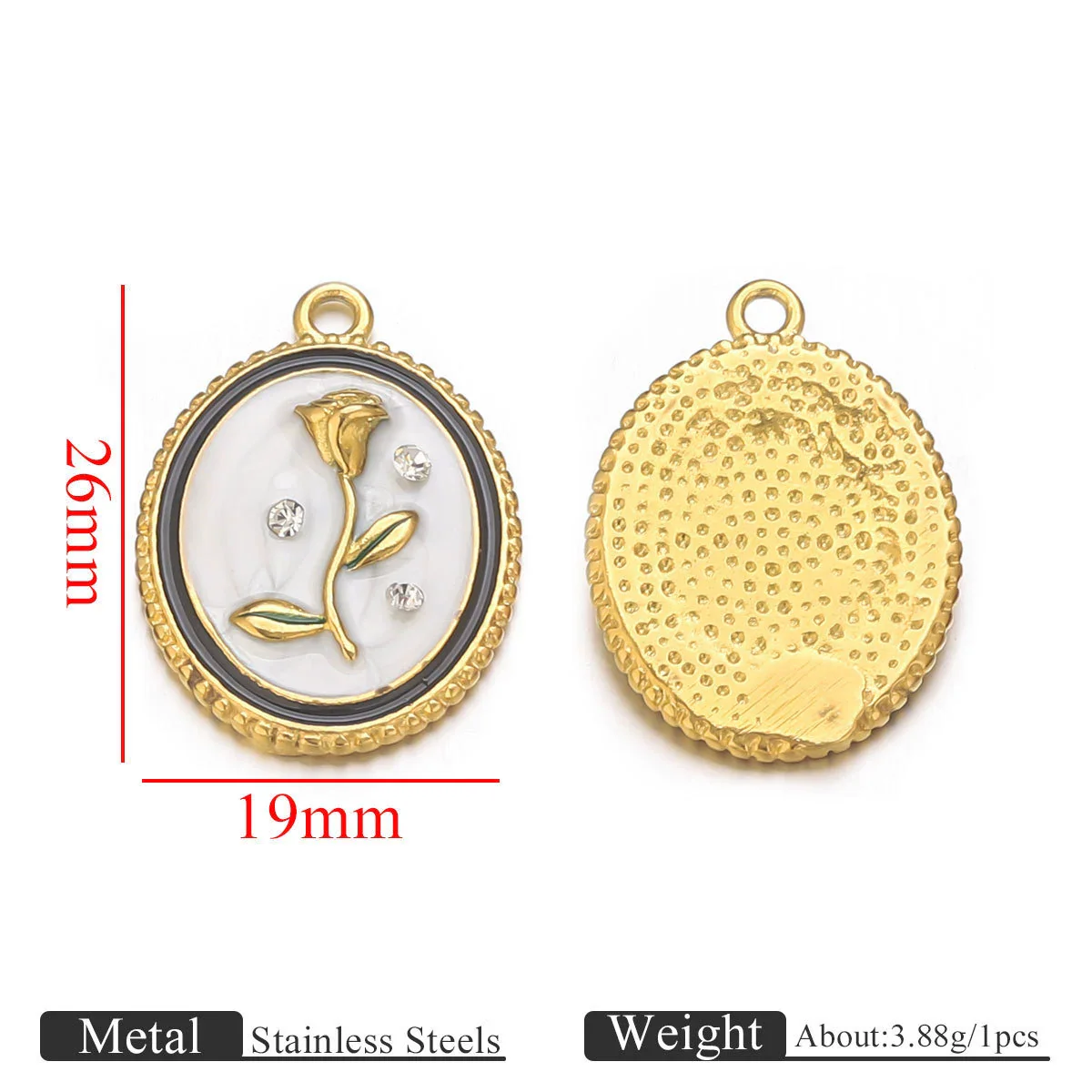 Stainless Steel Dripping Oil Round Square Flower Pendant Jewelry Accessories - Image 6
