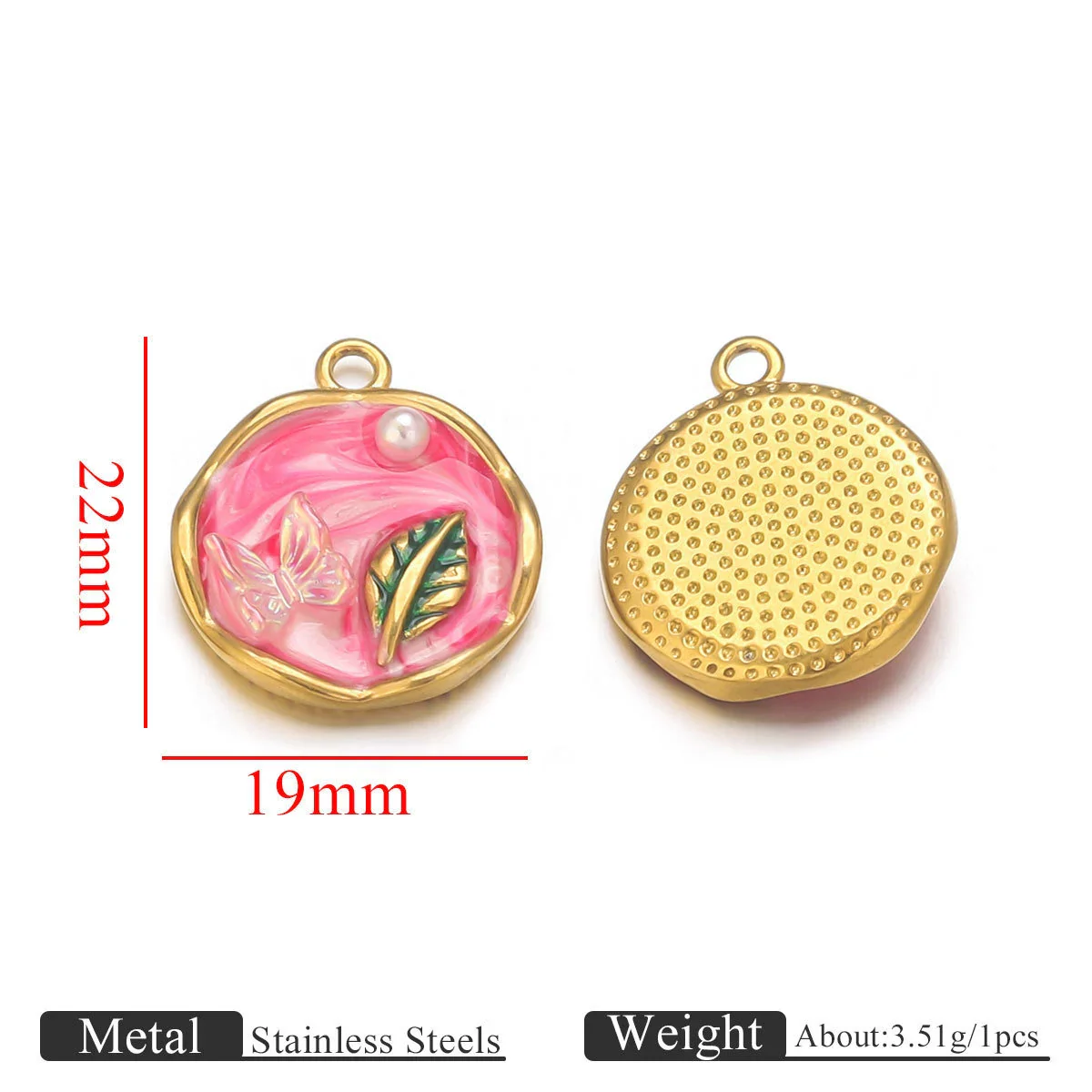 Stainless Steel Dripping Oil Round Square Flower Pendant Jewelry Accessories - Image 9