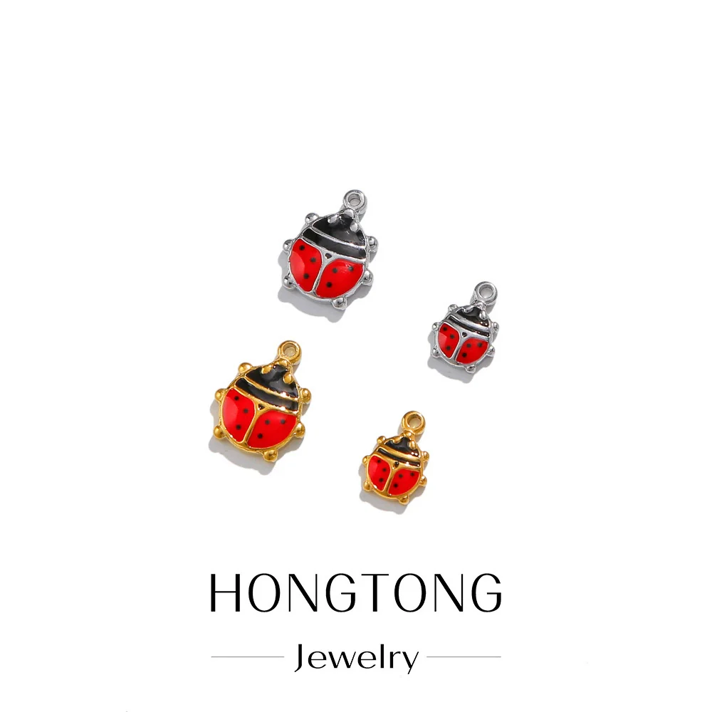 Stainless Steel Dripping Oil Seven Star Ladybug Handmade Jewelry Bracelet Pendant Necklace Earrings - Image 5