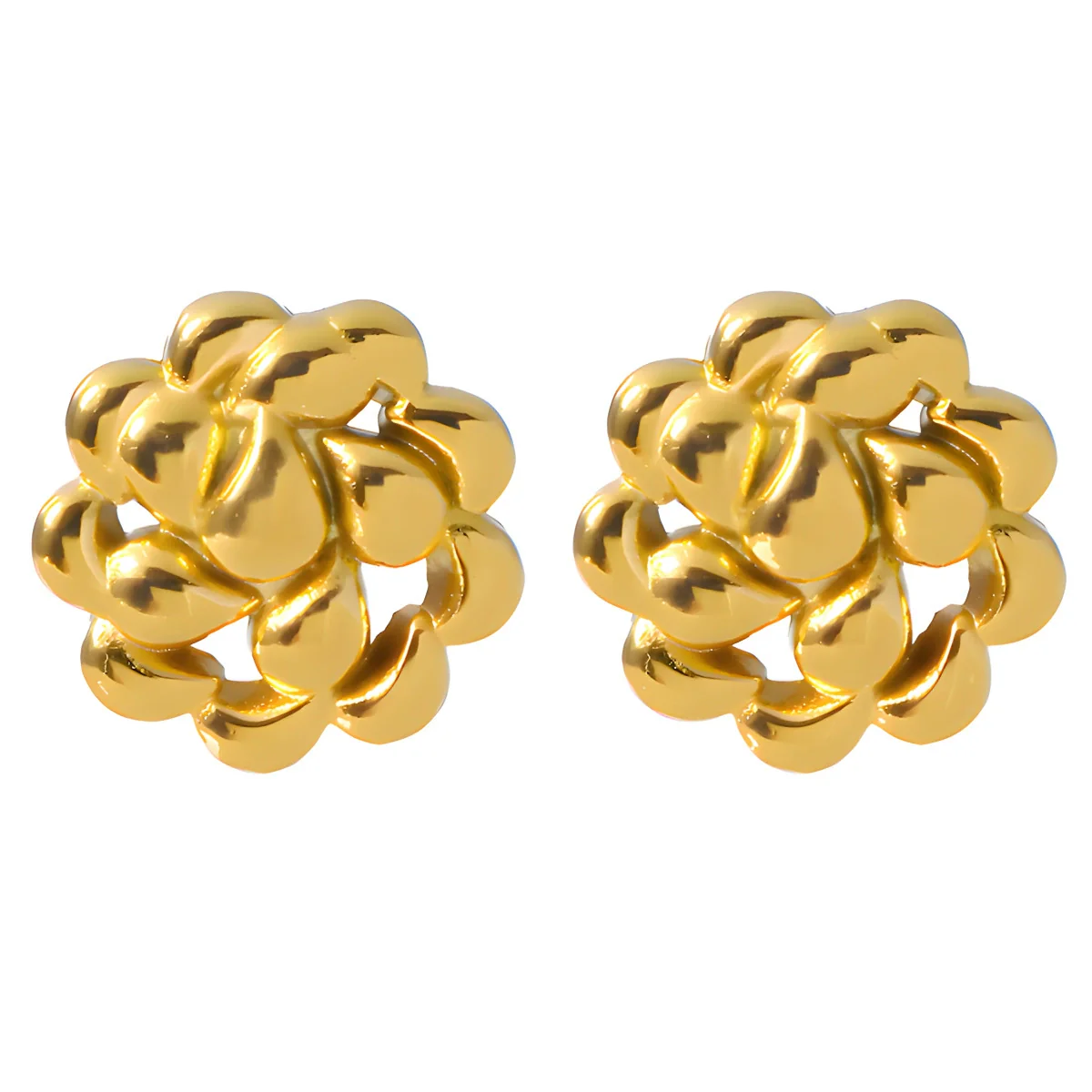 Stainless Steel Drop Shape Hollow Rotating Electroplated Women's Earrings - Image 5