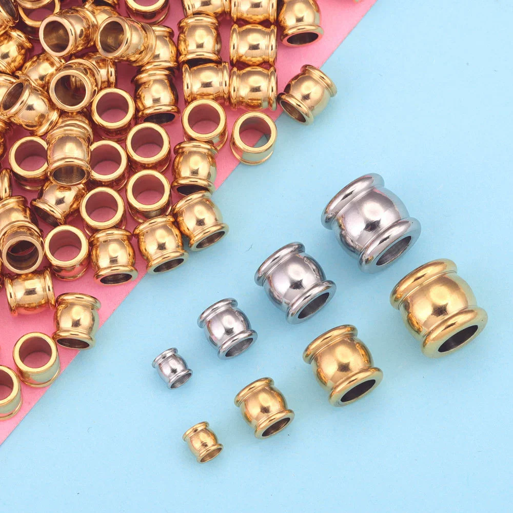 Stainless Steel Drum Bead Handmade Jewelry Accessories With Vacuum Plating And 18K Gold Plating