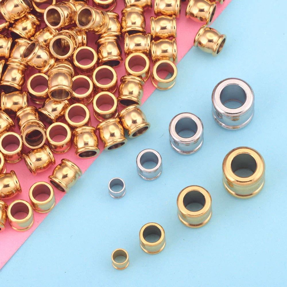 Stainless Steel Drum Bead Handmade Jewelry Accessories With Vacuum Plating And 18K Gold Plating - Image 3