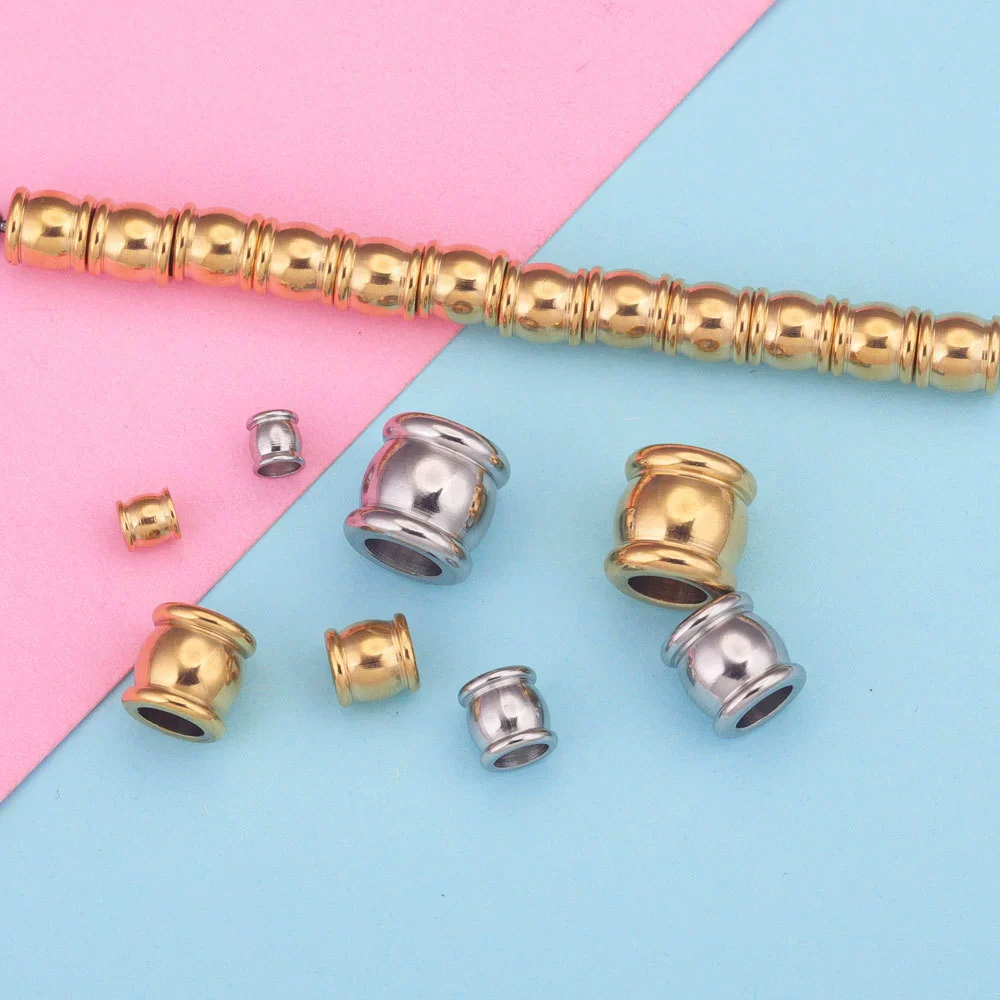 Stainless Steel Drum Bead Handmade Jewelry Accessories With Vacuum Plating And 18K Gold Plating - Image 4