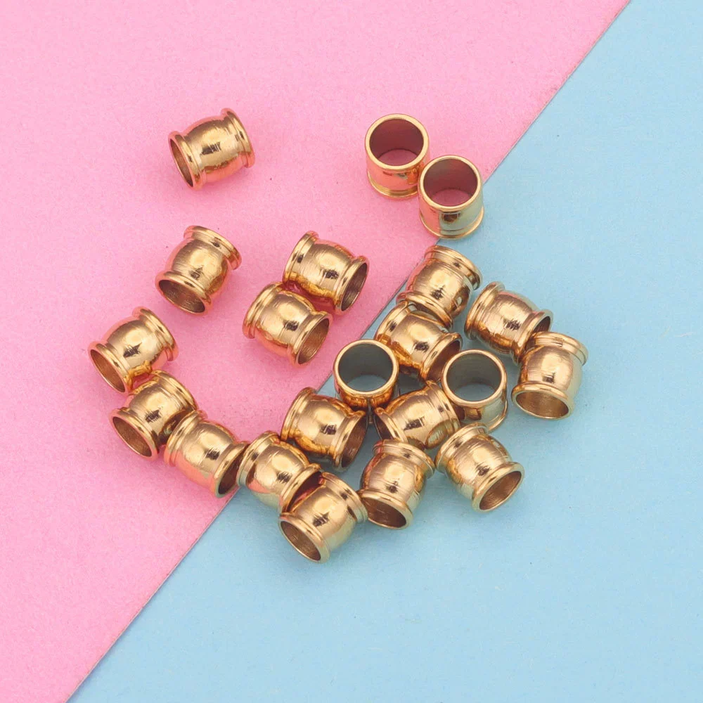 Stainless Steel Drum Bead Handmade Jewelry Accessories With Vacuum Plating And 18K Gold Plating - Image 7