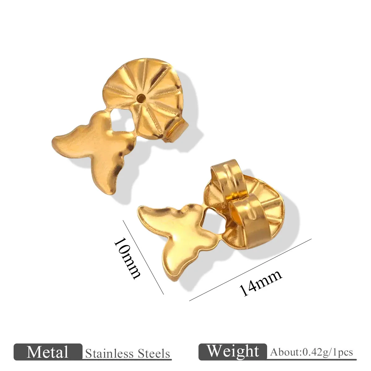 Stainless Steel Earplug Earring Accessories With Plum Blossom And Butterfly Buckles Smooth Design - Image 10