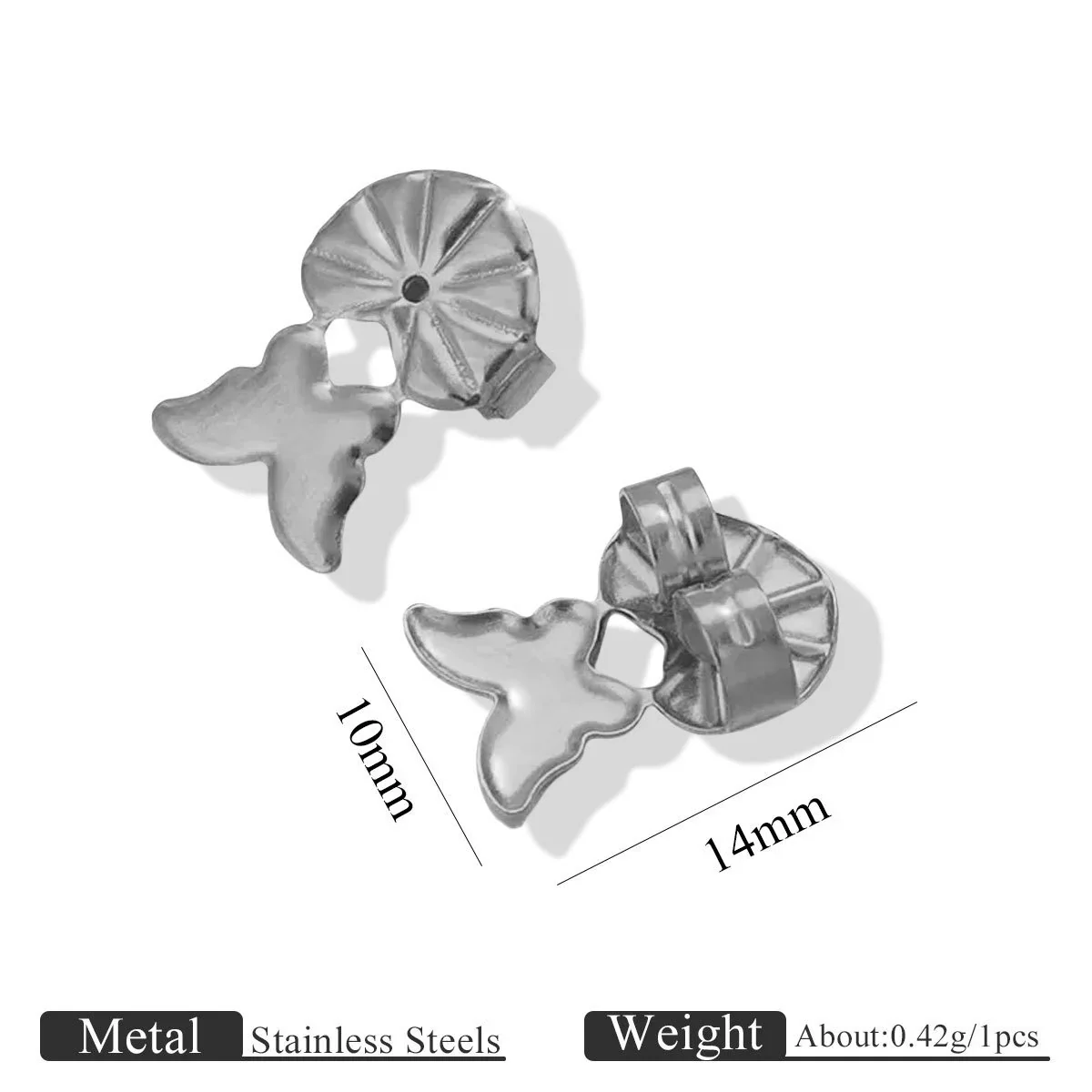 Stainless Steel Earplug Earring Accessories With Plum Blossom And Butterfly Buckles Smooth Design - Image 11