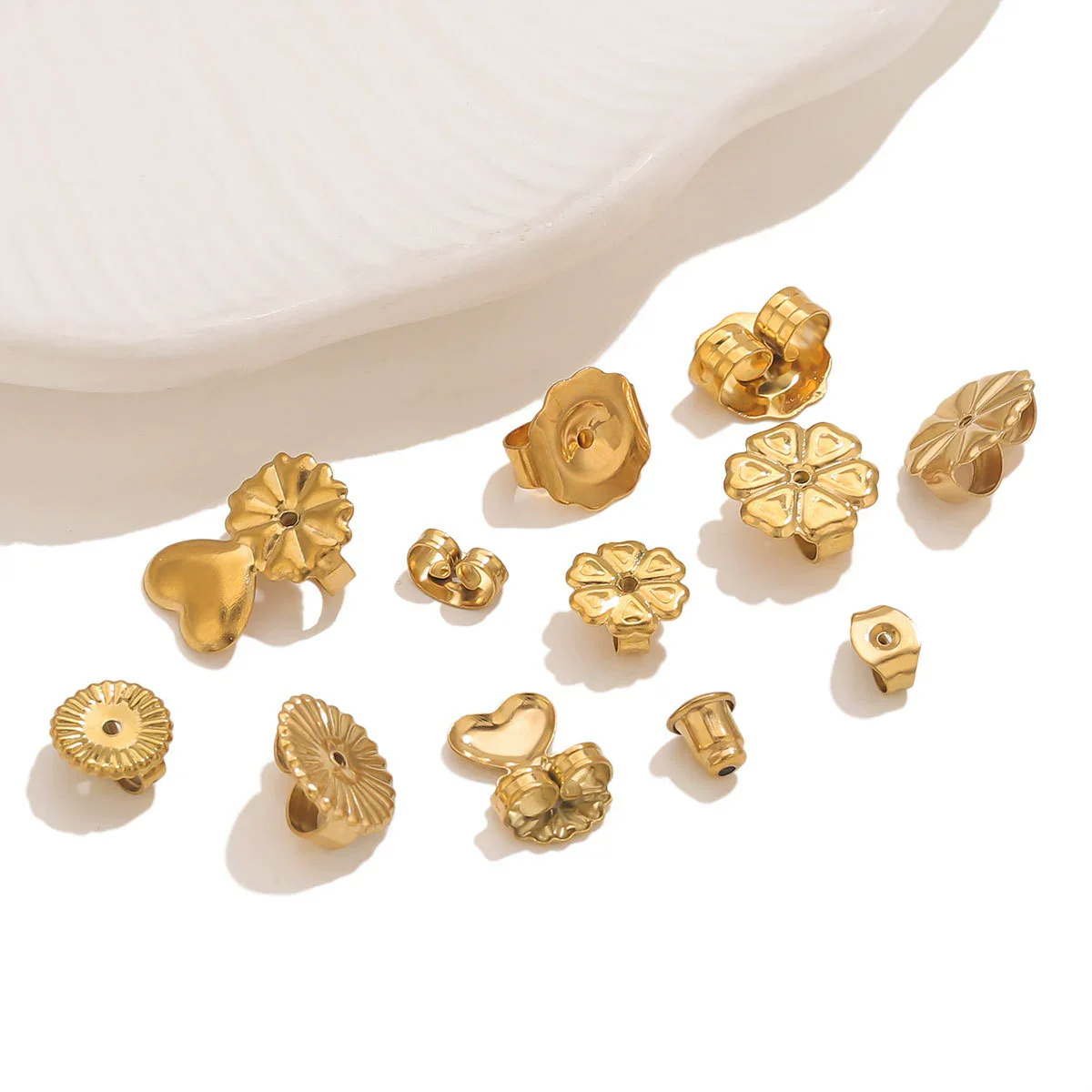 Stainless Steel Earplug Earring Accessories With Plum Blossom And Butterfly Buckles Smooth Design - Image 4