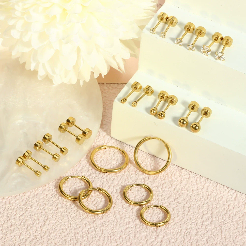 Stainless Steel Earrings With Diamond And Star Shape Design - Image 4