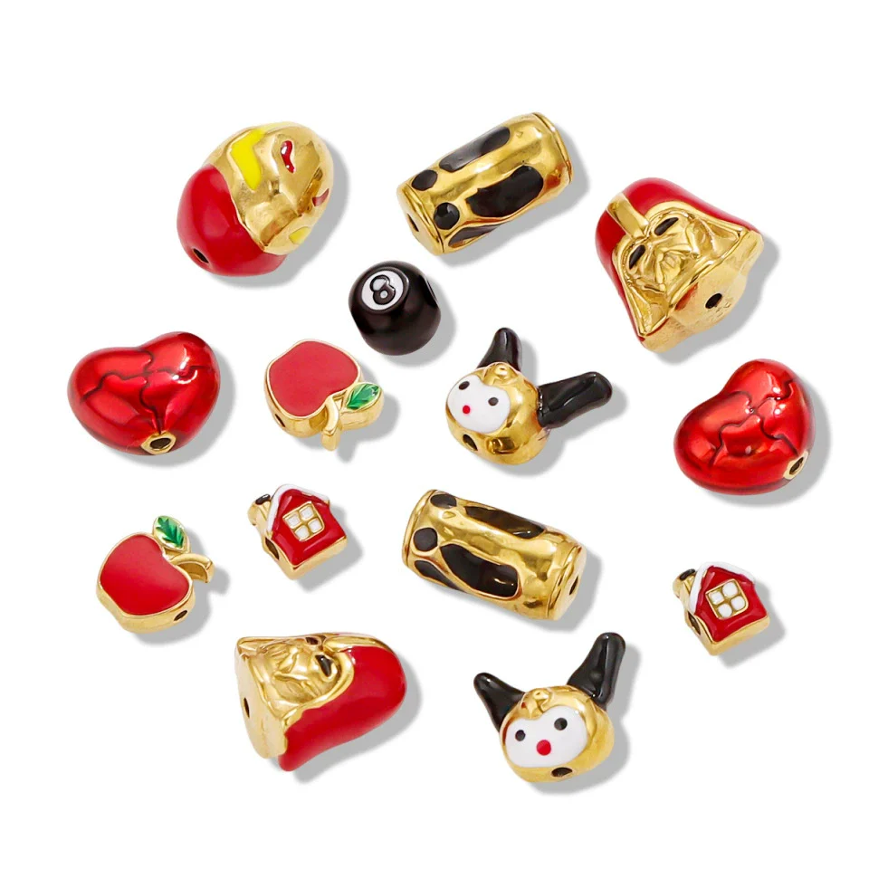 Stainless Steel Eight Eyes Pattern Drum Beads Jewelry Accessories 18K Gold Vacuum Plated