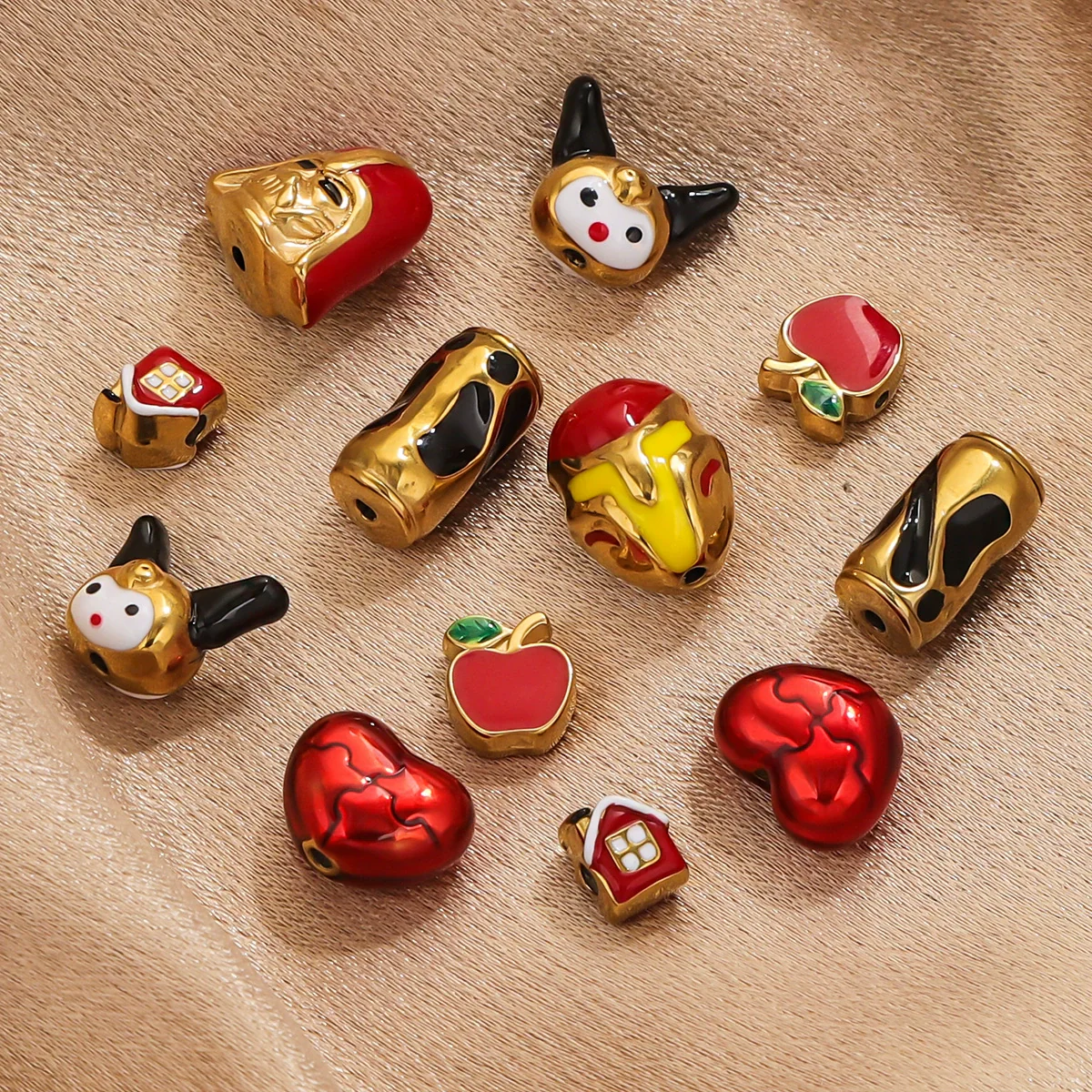 Stainless Steel Eight Eyes Pattern Drum Beads Jewelry Accessories 18K Gold Vacuum Plated - Image 3