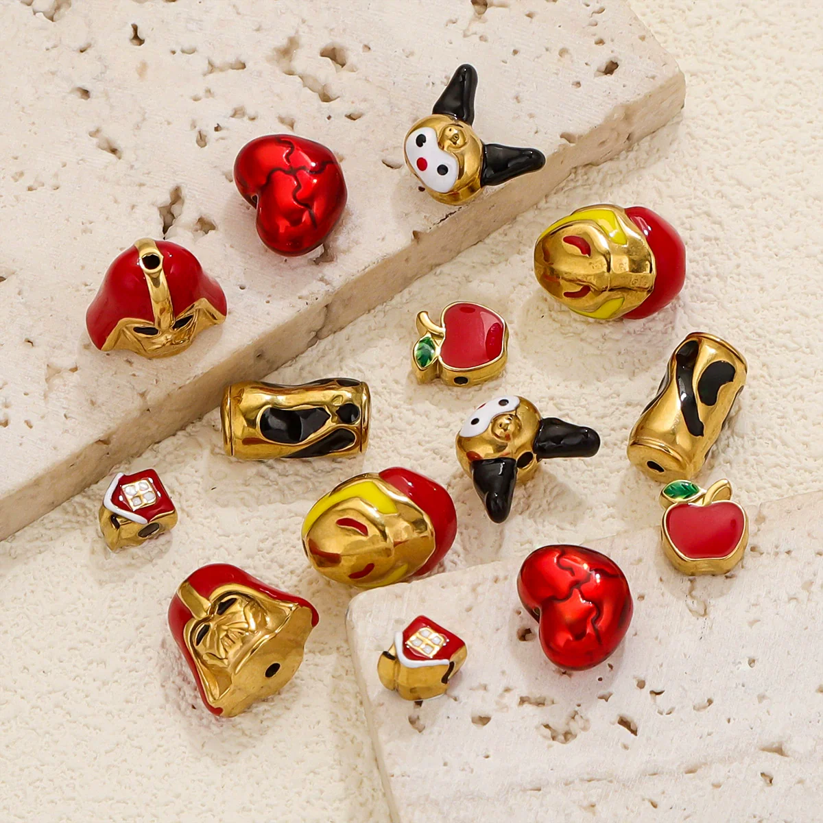 Stainless Steel Eight Eyes Pattern Drum Beads Jewelry Accessories 18K Gold Vacuum Plated - Image 4