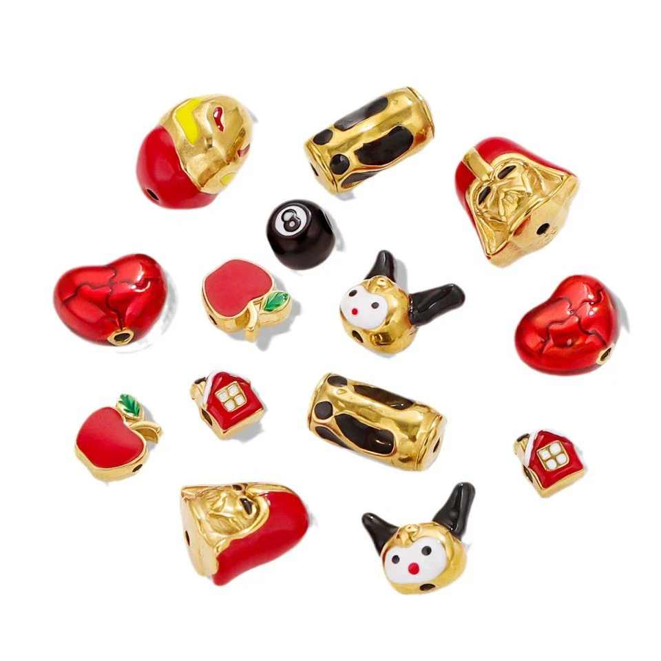 Stainless Steel Eight Eyes Pattern Drum Beads Jewelry Accessories 18K Gold Vacuum Plated - Image 5