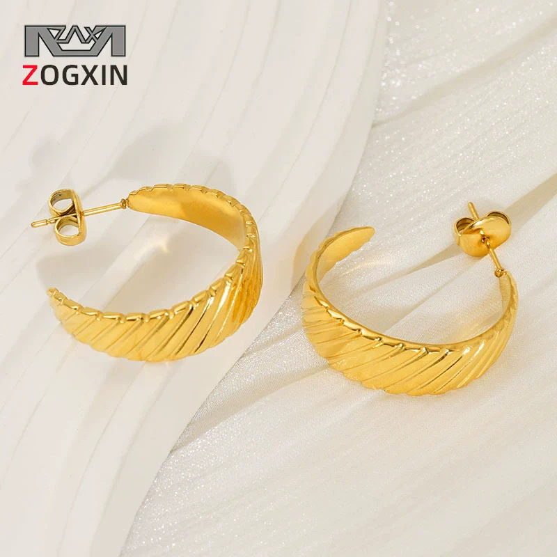 316L Stainless Steel Electroplated Geometric Ushaped Retro Style Earrings