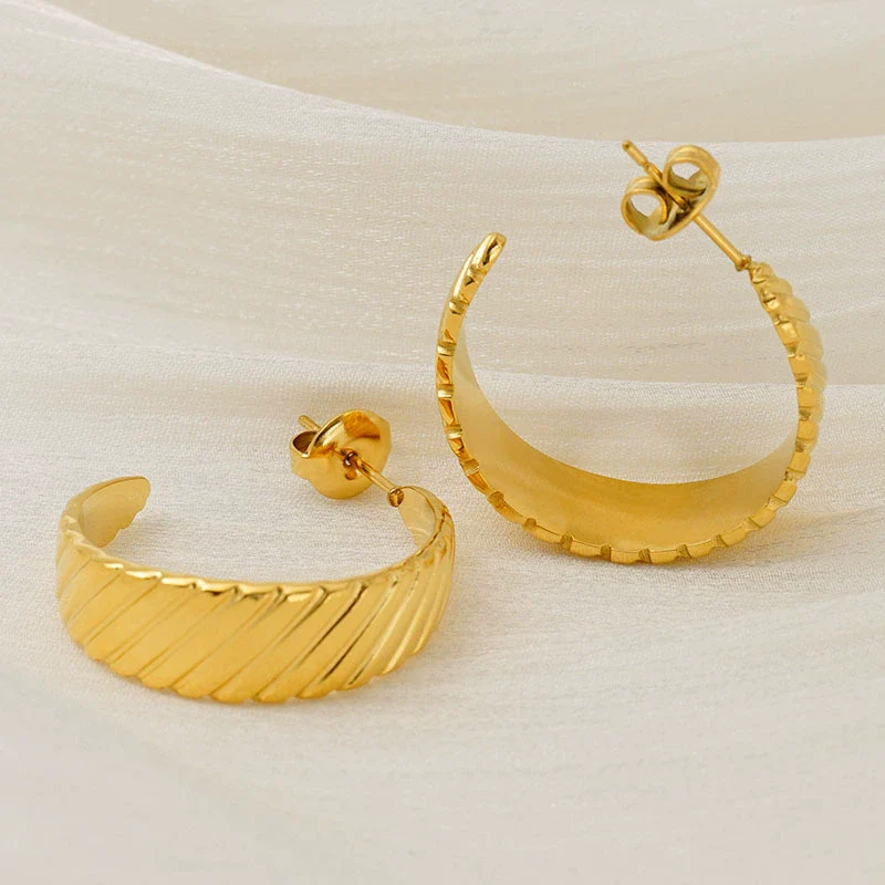 316L Stainless Steel Electroplated Geometric Ushaped Retro Style Earrings - Image 2